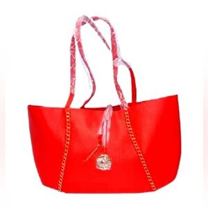 Badgley Mischka Red Tote with Gold Details